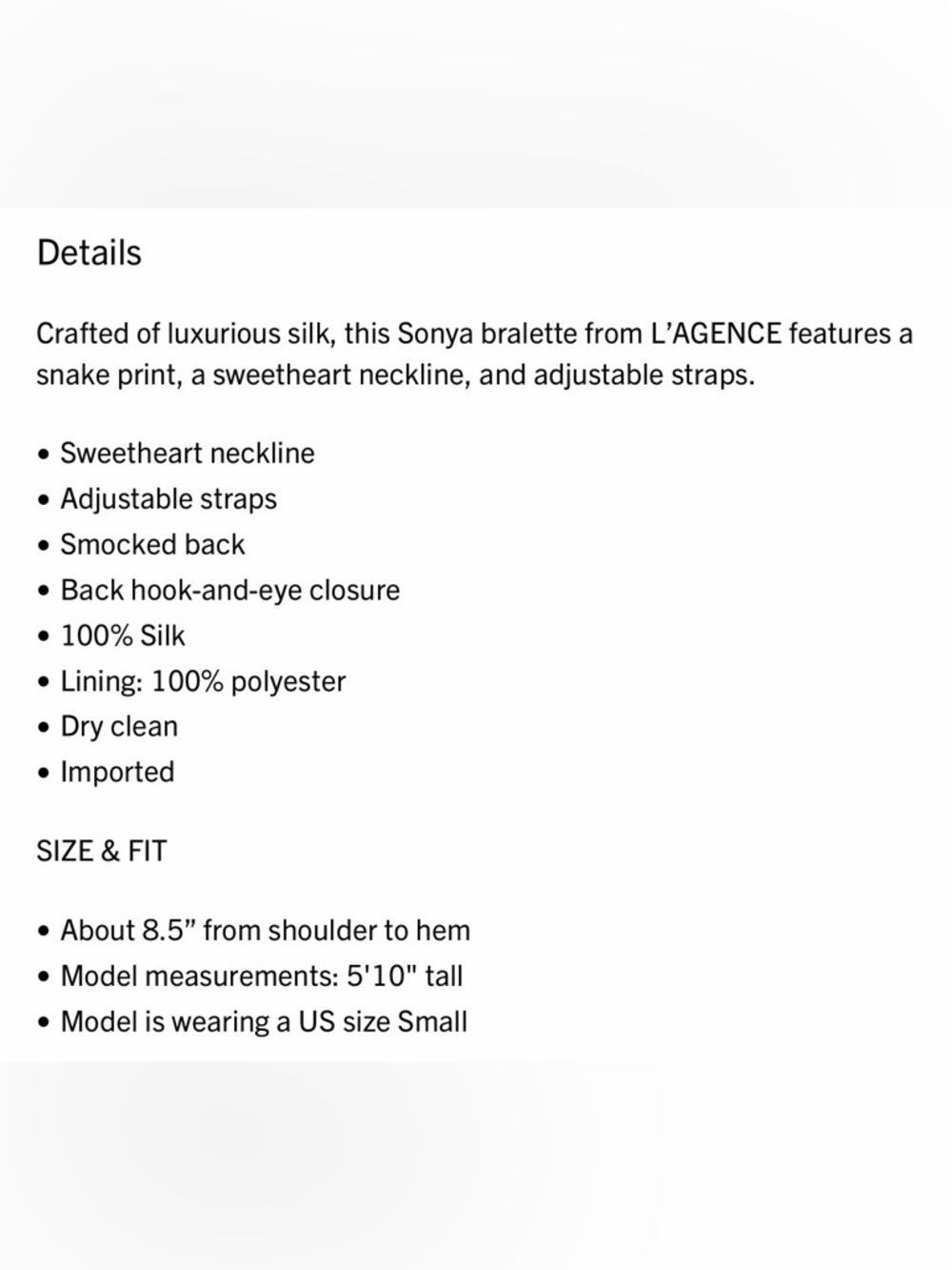 L'AGENCE Sonya Snake Print Silk Bralette. Skirt available for sale in Size 8. - Picture 11 of 15